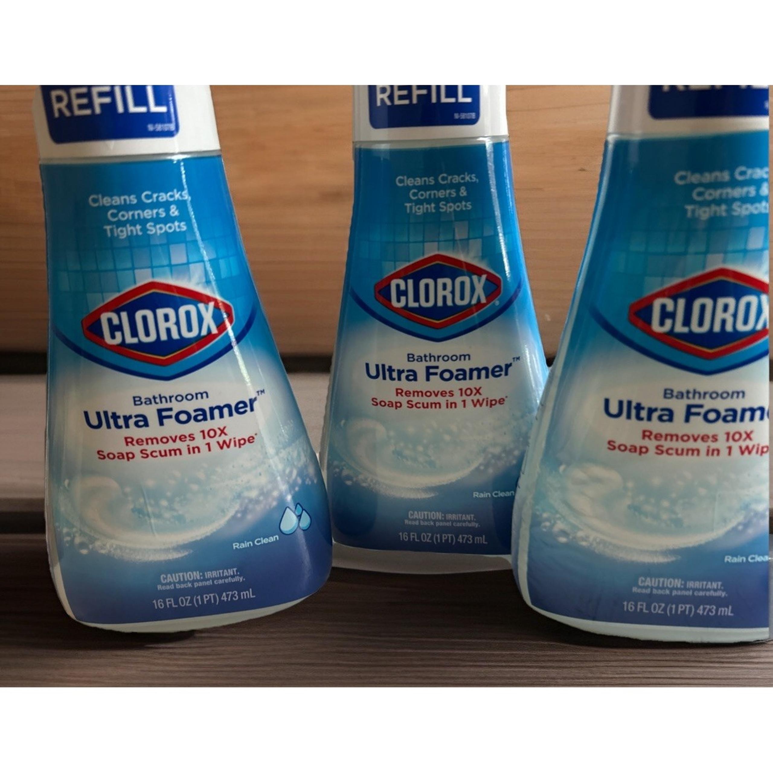 Clorox Bathroom Ultra Foamer, Cleaner Spray Refill, Rain Clean, 16oz Lot Of 3