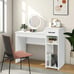 Home Office Computer Desk White Study Desk Laptop Table w/Drawer & Storage Shelf