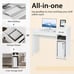Home Office Computer Desk White Study Desk Laptop Table w/Drawer & Storage Shelf