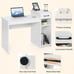 Home Office Computer Desk White Study Desk Laptop Table w/Drawer & Storage Shelf
