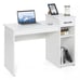 Home Office Computer Desk White Study Desk Laptop Table w/Drawer & Storage Shelf