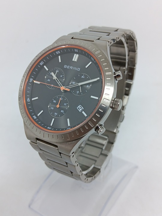 Bering Titan Chrono 11743-709 Men's 43mm Japanese Quartz Brushed Titanium Watch