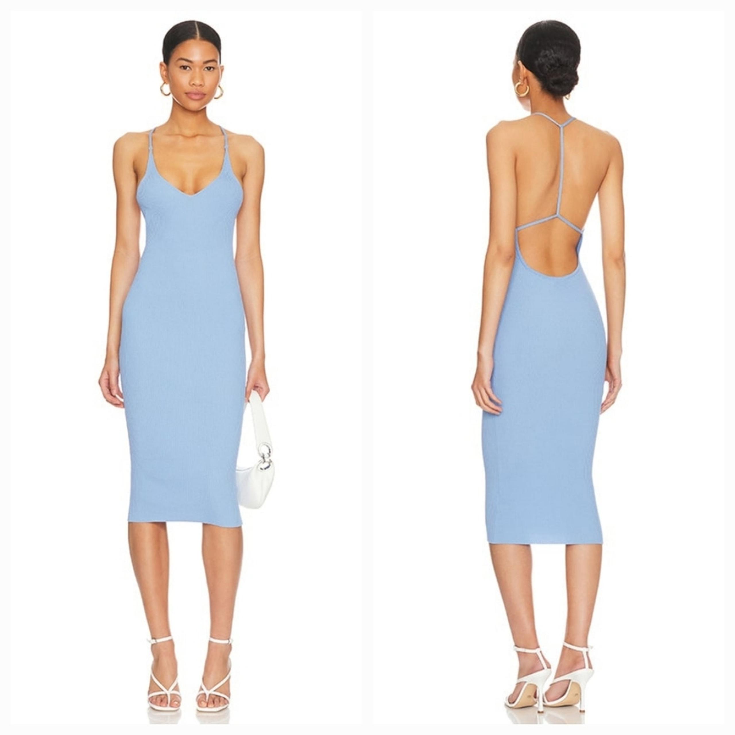 Superdown Racheal Open Back Dress in Blue Small