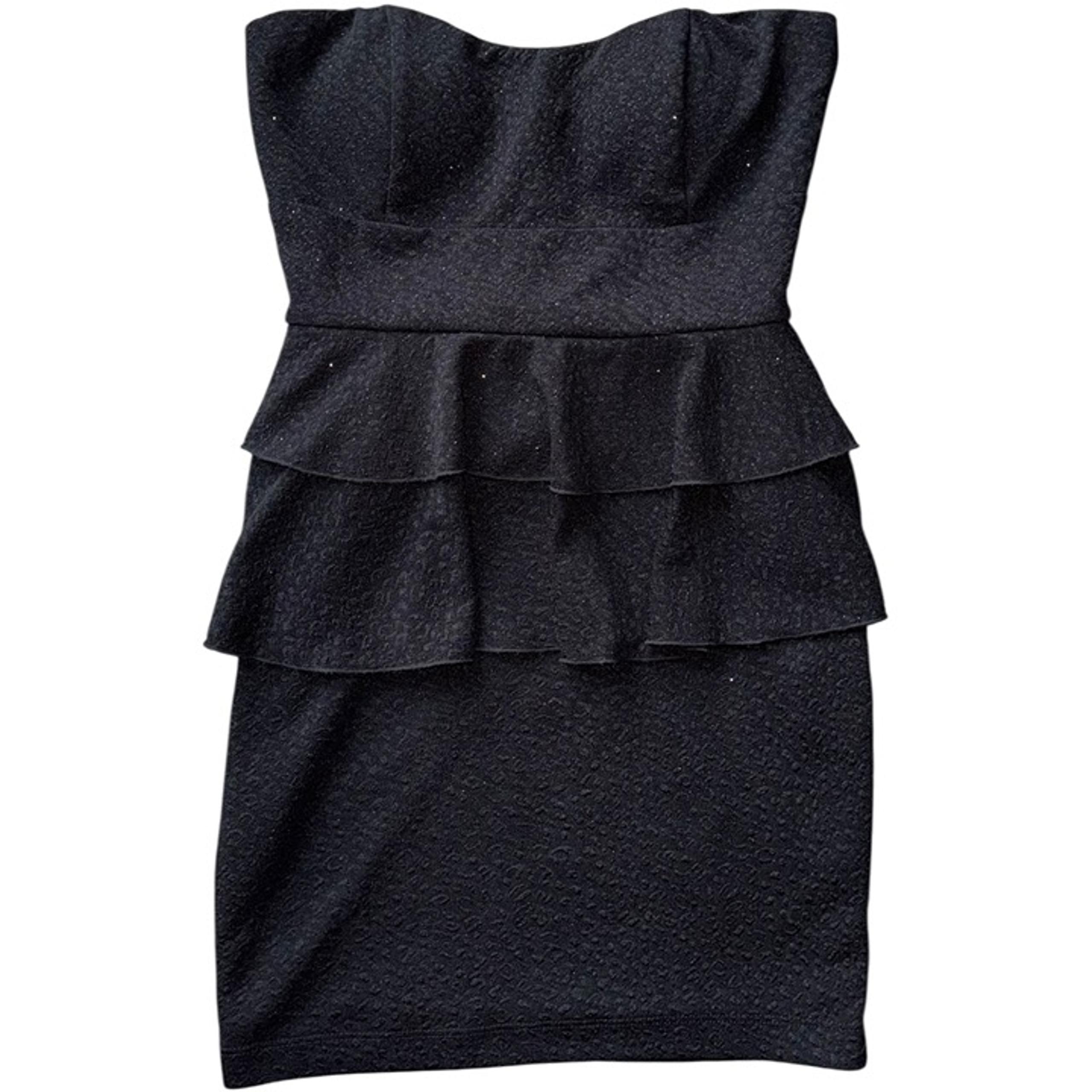 Black Glitter Peplum Strapless Mini Dress