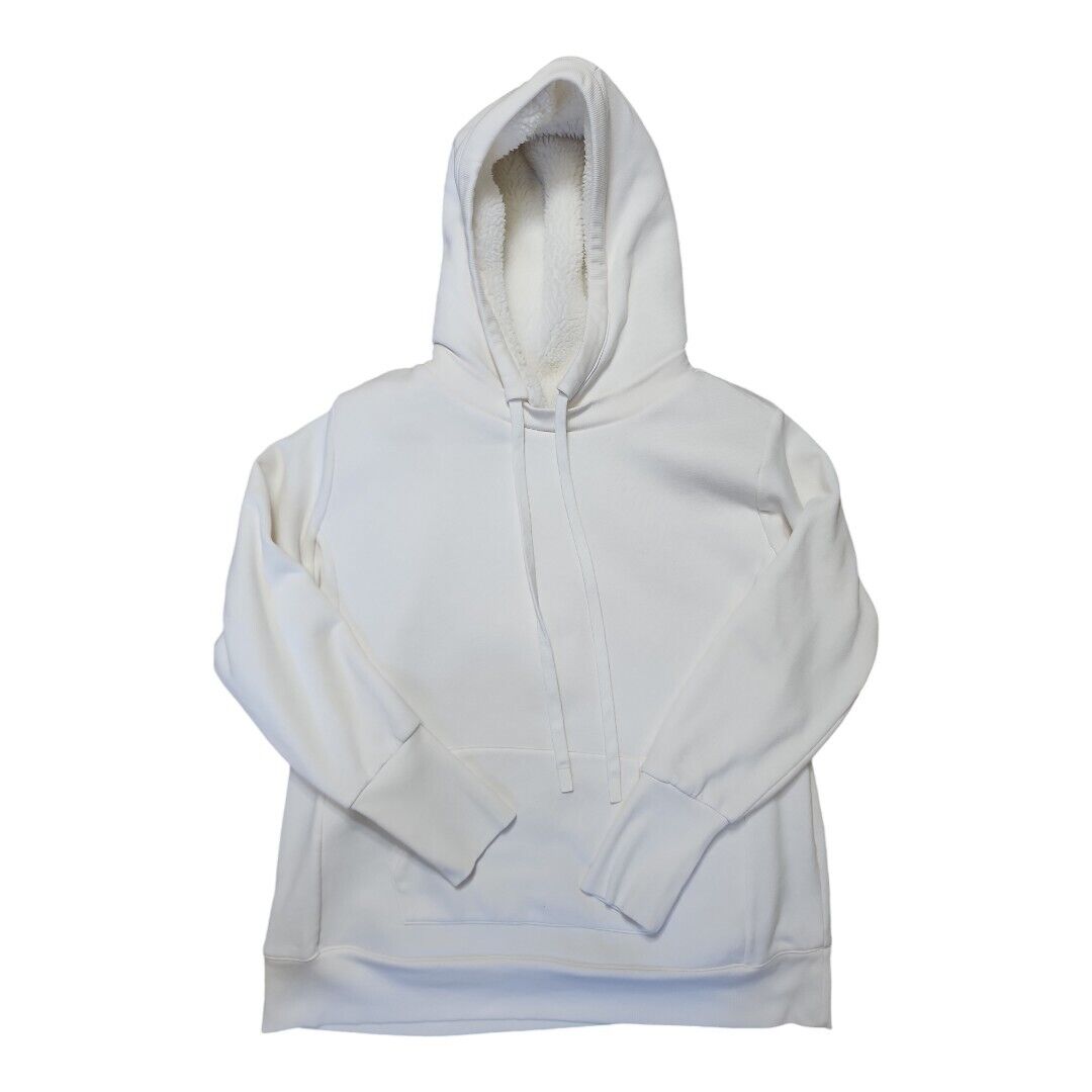 ALO Heat Up Sherpa Fleece-Lined Hoodie Women's XL, white, hooded yoga deep pile