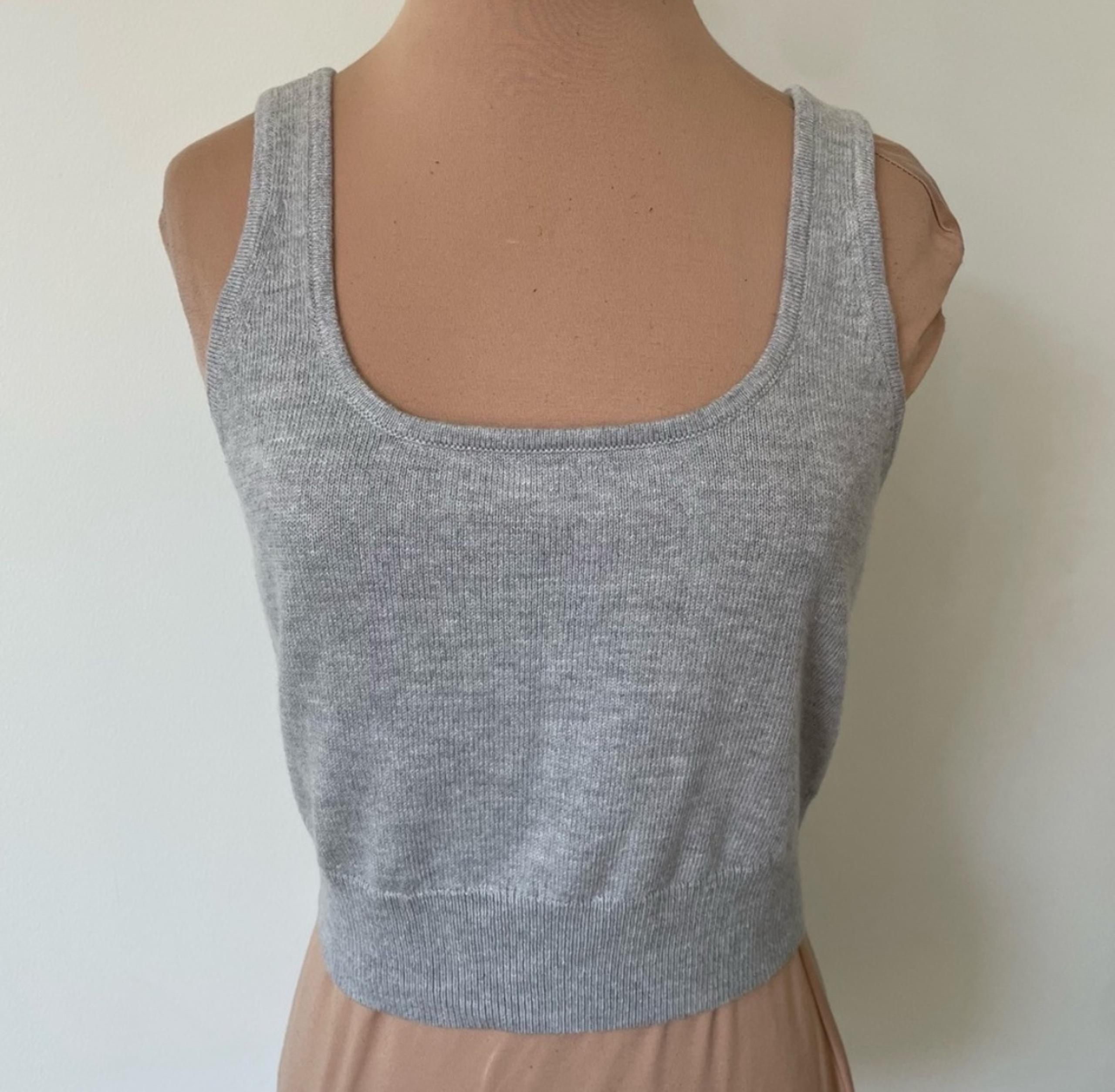 Eberjey Recycled Sweater Cropped Tank Heather Grey Cotton Blend Top NWT T2033 S