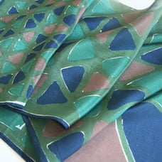 Vintage Vera Neumann color block geometric scarf oblong forest green olive blue