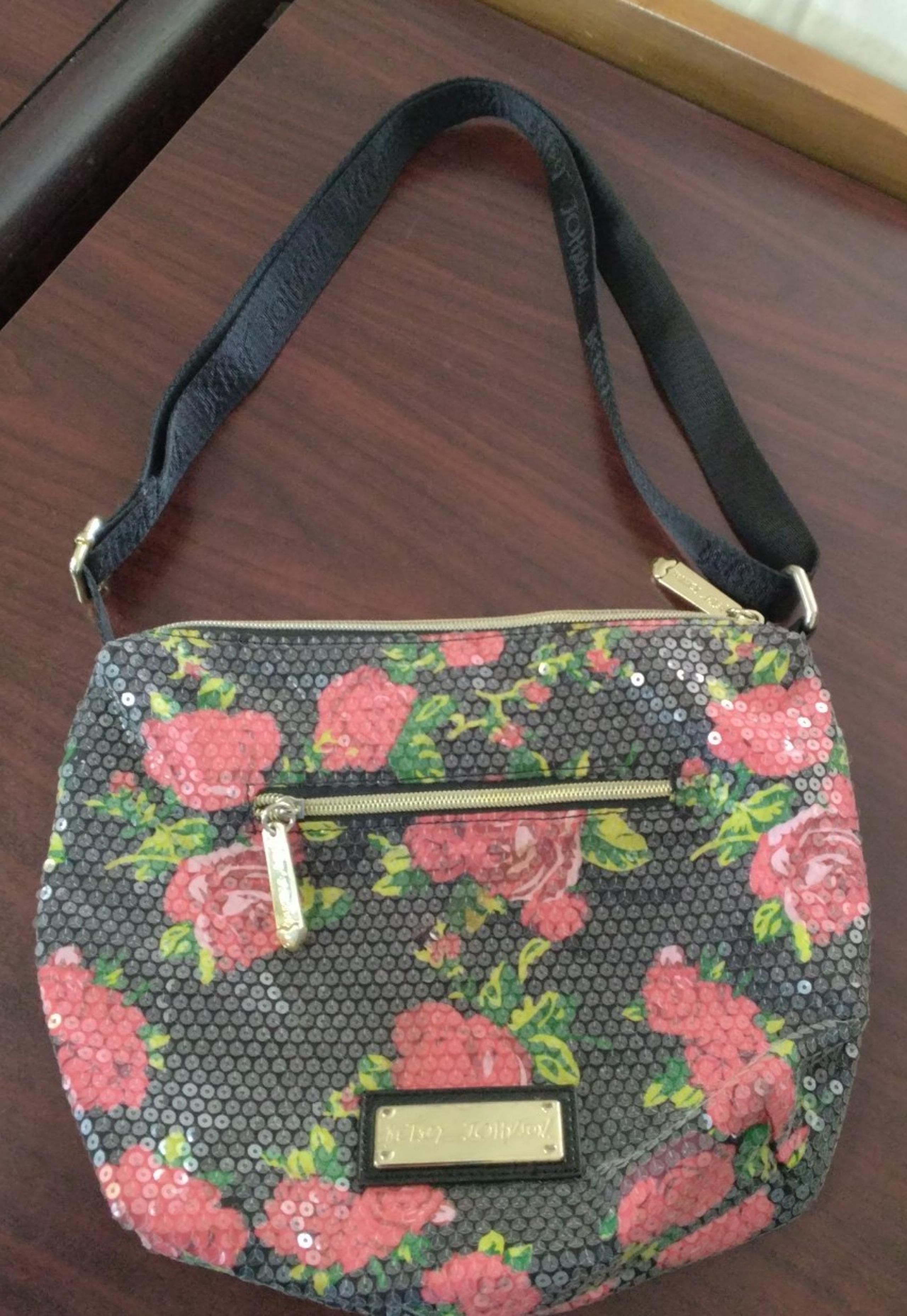 Betsey Johnson Rose Pattern Sequins Crossbody Bag