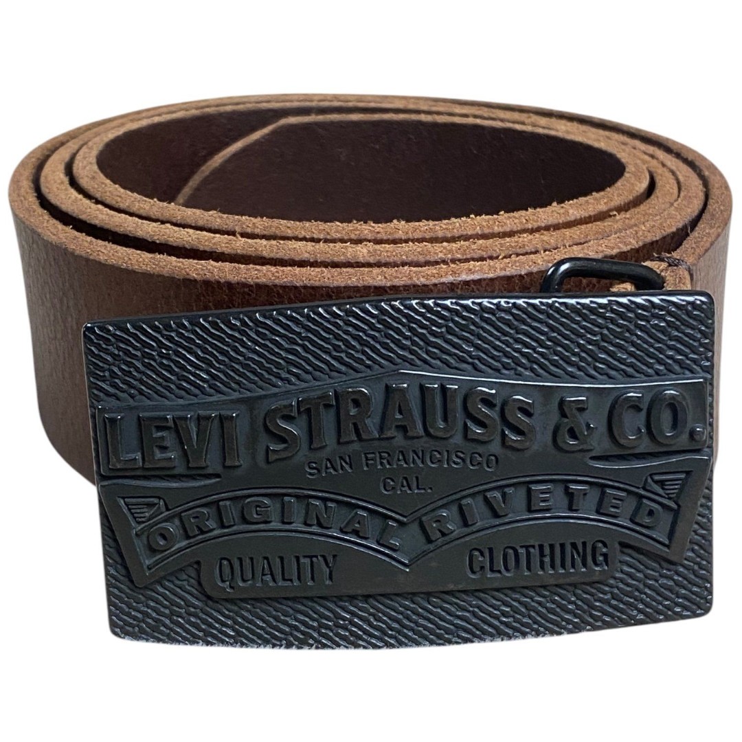 Levi’s Strauss Black metal Buckle Brown Leather Belt Men’s Size M (34-36)