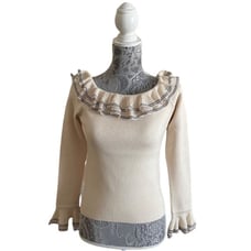 Ralph Lauren Black Label Ribbed Ruffle Knit Blouse Size Large