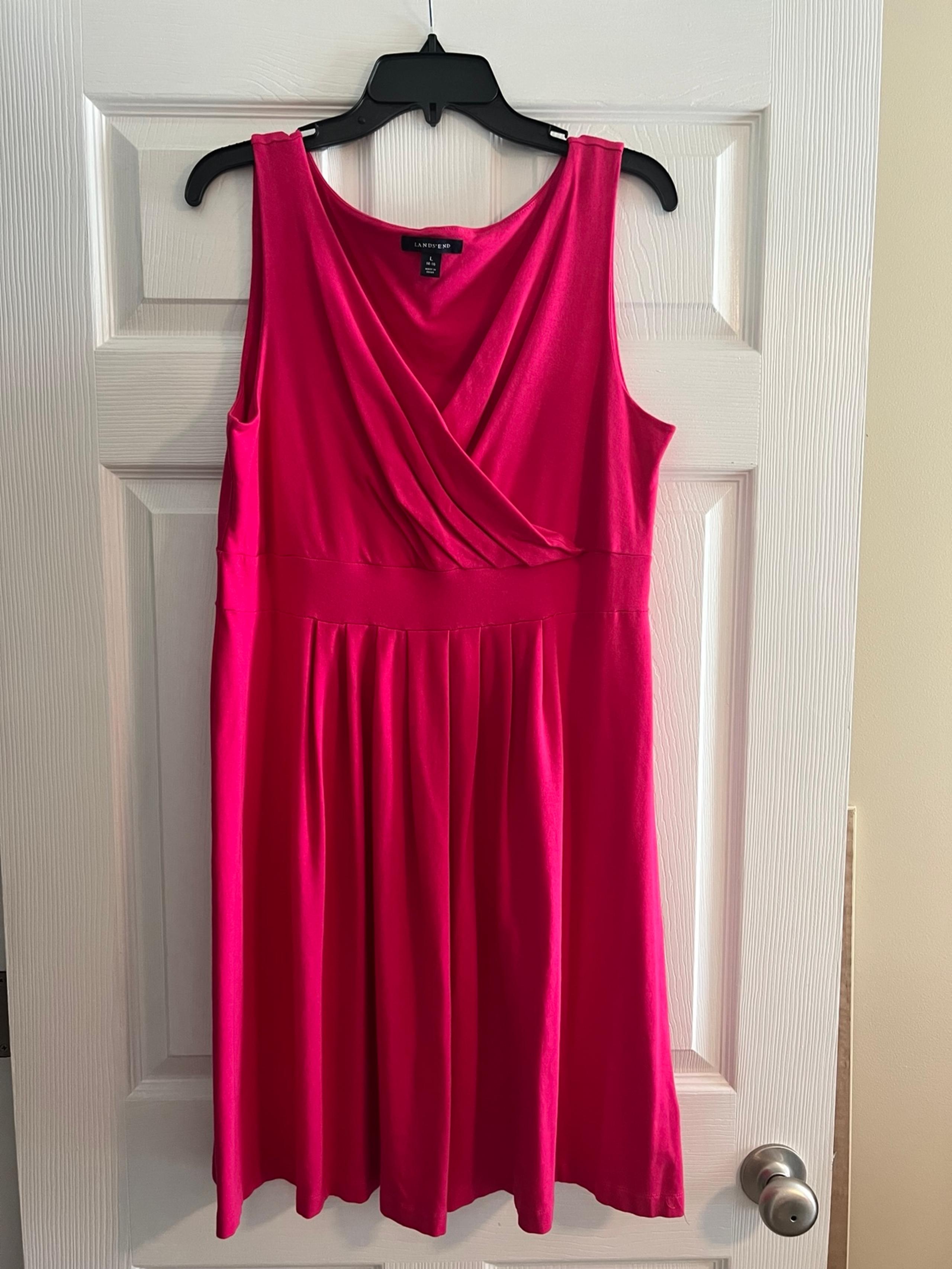 Lands End Fit and Flare dress Sz L PINK