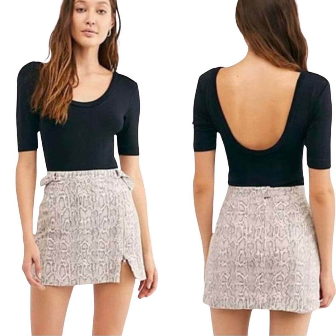 Free People NWOT Python Snake Midnight Magic Mini Skirt