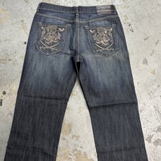 Vintage Y2K Marc Echo Tiger Embroidered Denim Jeans Size 36 Baggy Skate Jnco