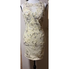 Lucci Lu Ivory Lace Sequin Jewel Mini Dress Size 2 MSRP 299