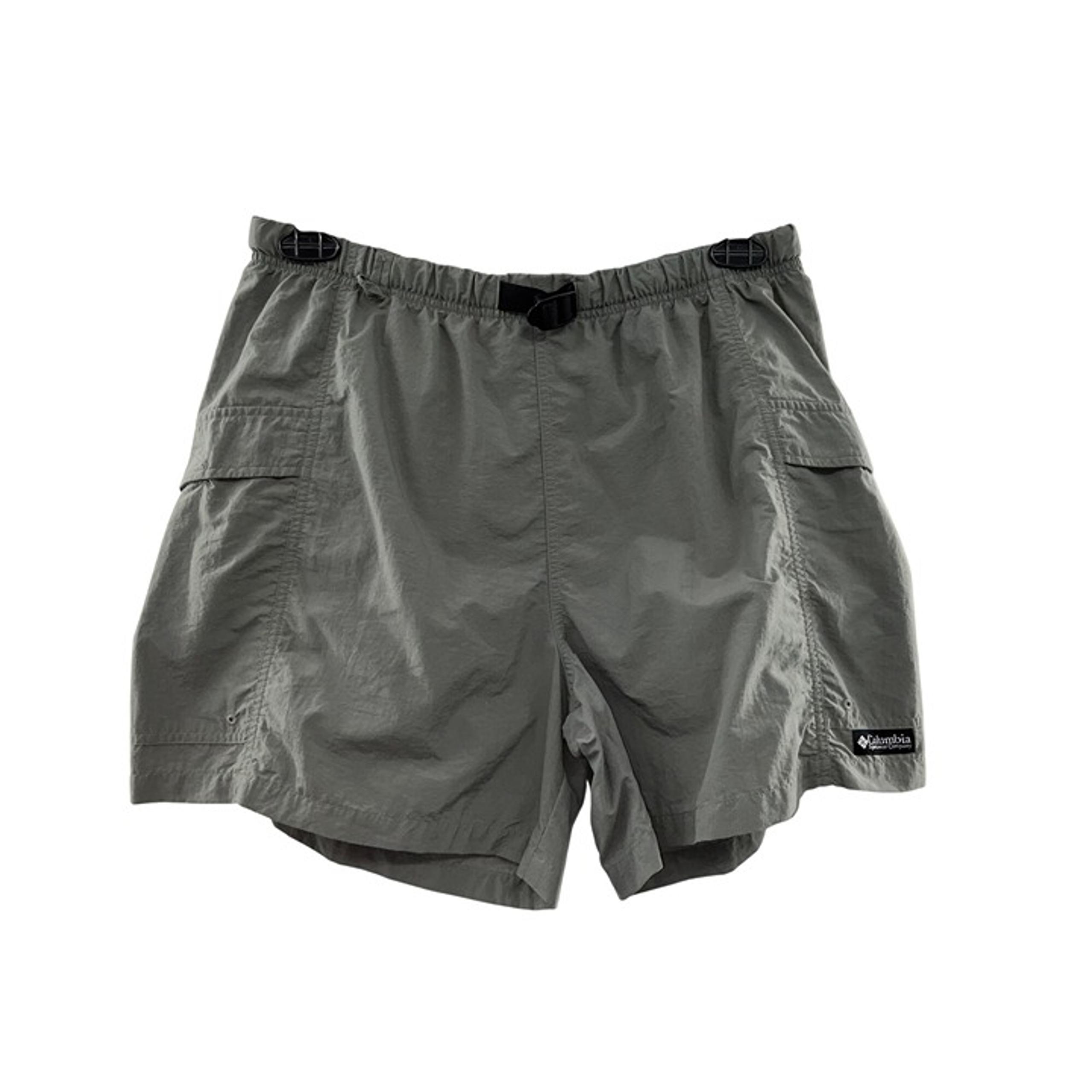 Vintage Columbia Nylon Belted Shorts Womens L Green Hiking Cargo Pockets