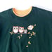 Owl birdie sweater cozy collared sweatshirt comfy green yellow size L