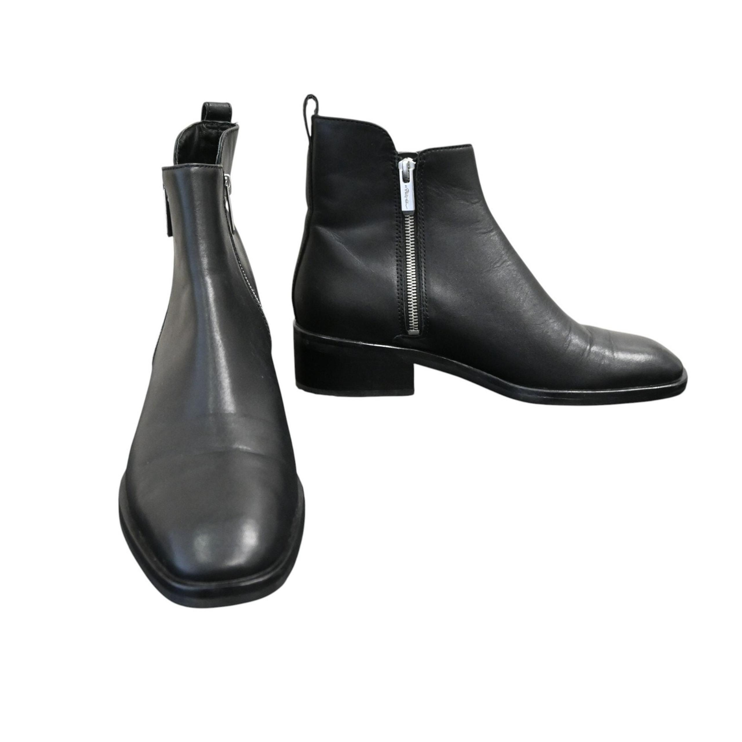 3.1 Phillip Lim Chelsea Boots Womens Black Size 40 Almond Toe Block Heel
