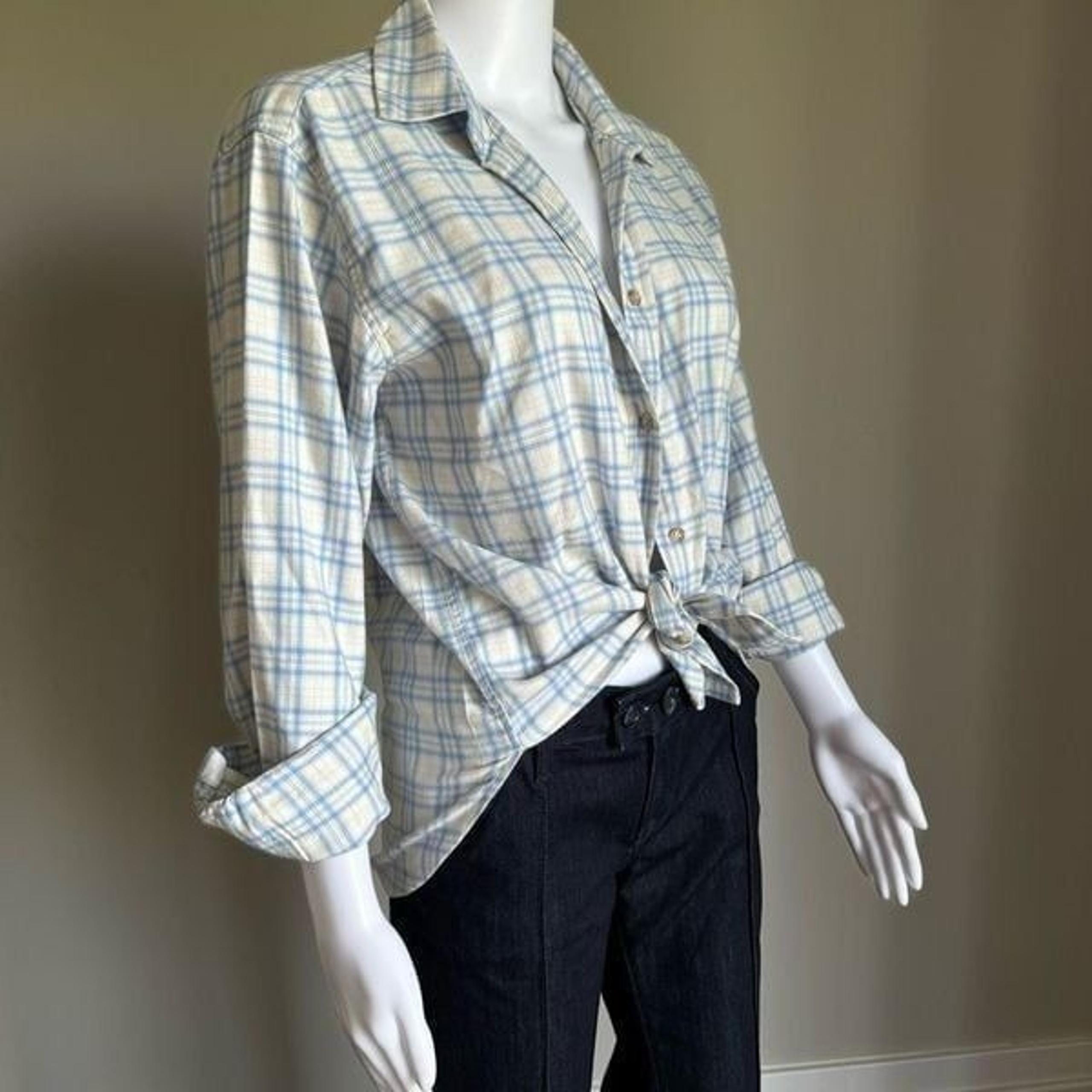 Uniqlo Blue & White Plaid Button Down Shirt Size L