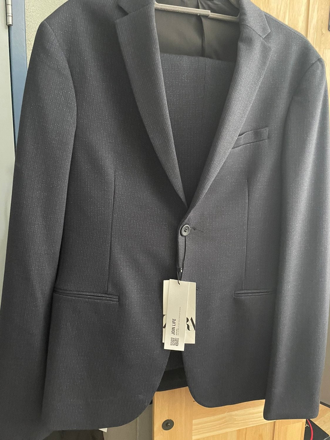 Zara Suit Navy Dotted Design (Both Blazer and Pant)