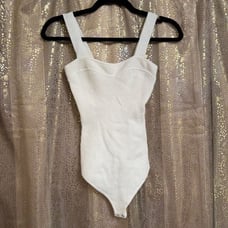 Abercrombie & Fitch Ivory Ribbed Knit Sweetheart Bodysuit Small NWT