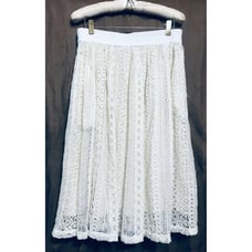 Leon & Harper Womens Size 4 Ivory Crochet Lined Boho Knee Length Skirt
