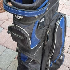 Golf cart bag ORLIMAR CRX blue black 10 div shoulder strap rain cover cooler poc