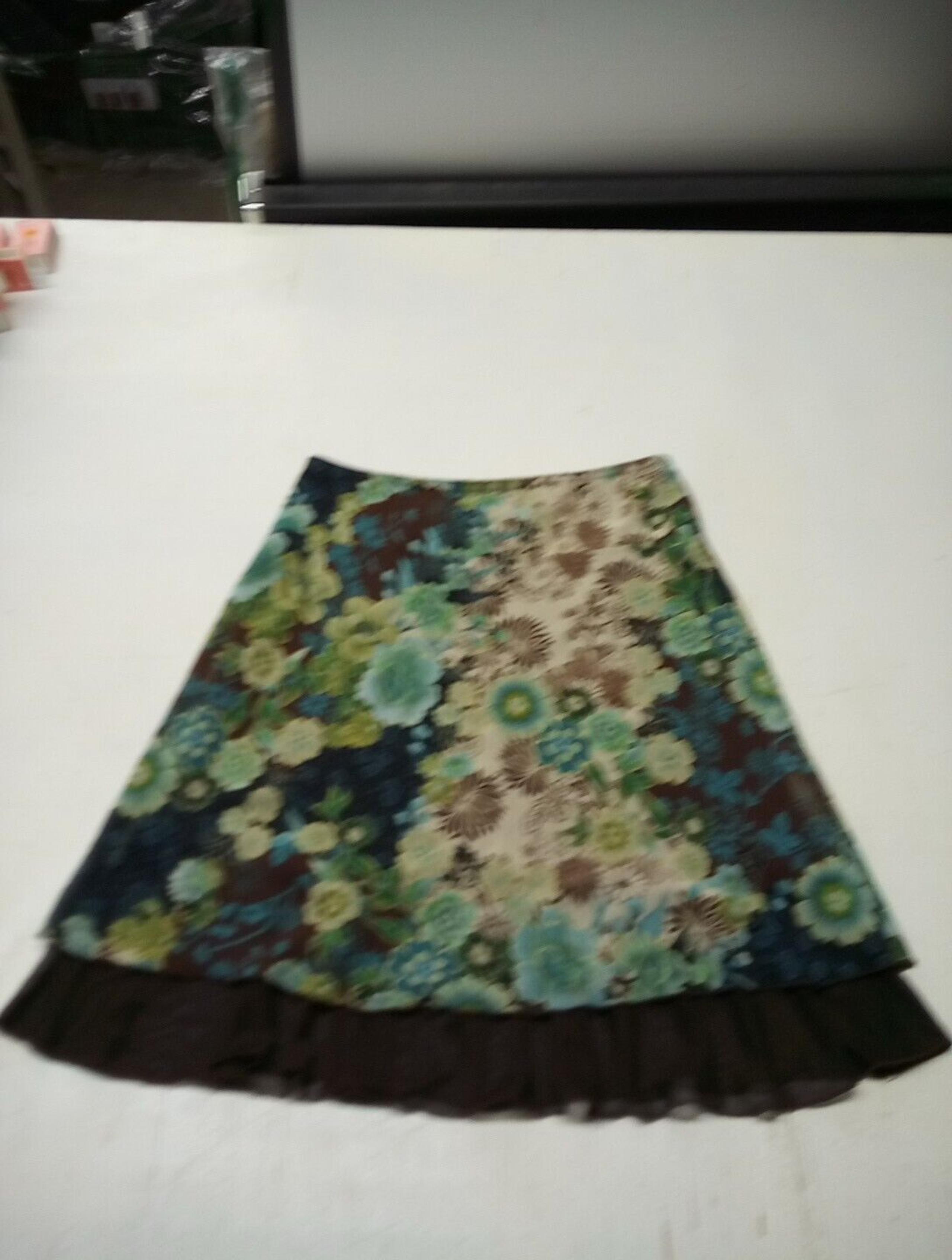 Wrapper Small Boho Floral Mixed Print Tiered A-line Knee Length  Skirt Multicolo