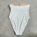 J. Crew white High-leg bandeau one-piece in laser-cut eyelet