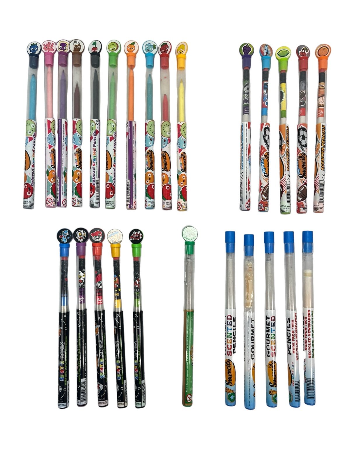 Smencils Gourmet Scented Pencils Lot Of 26 Pencils Sports Smart Grape Mint Kiwi