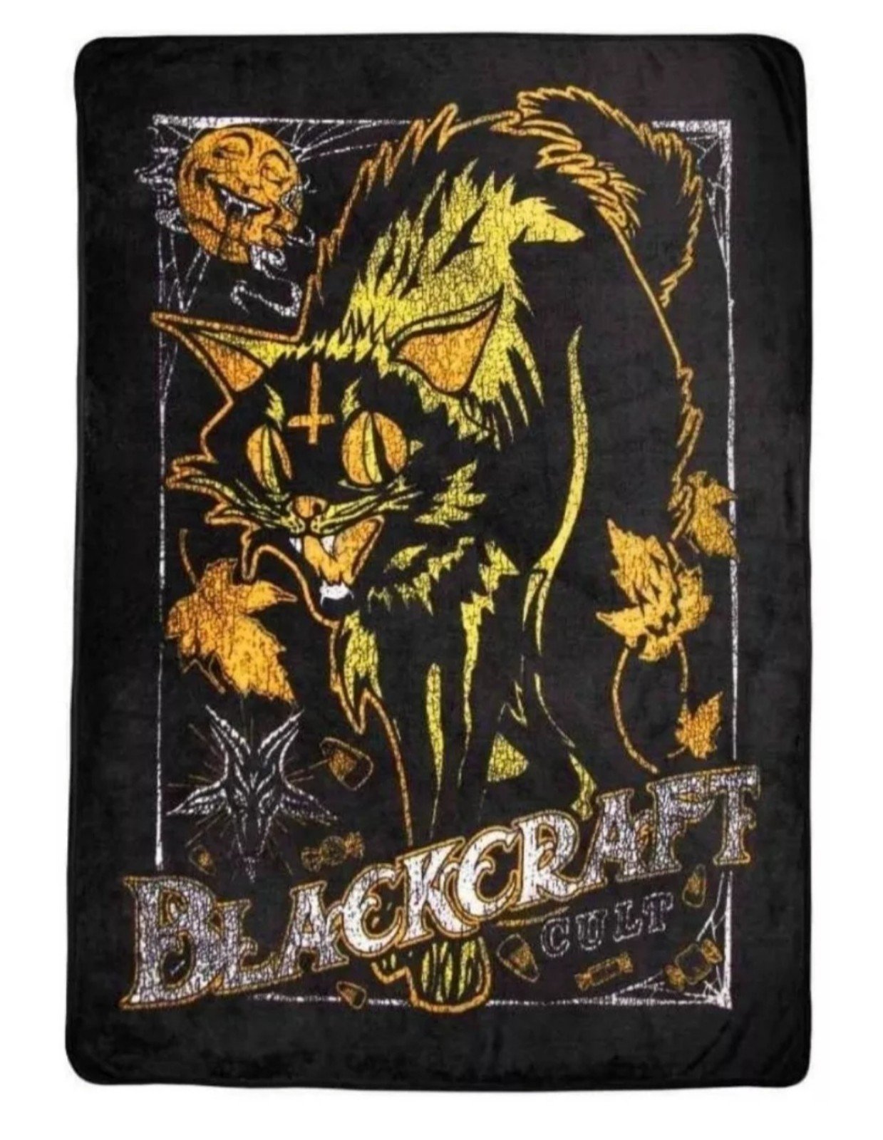 Blackcraft Cult Vintage Halloween Cat Throw