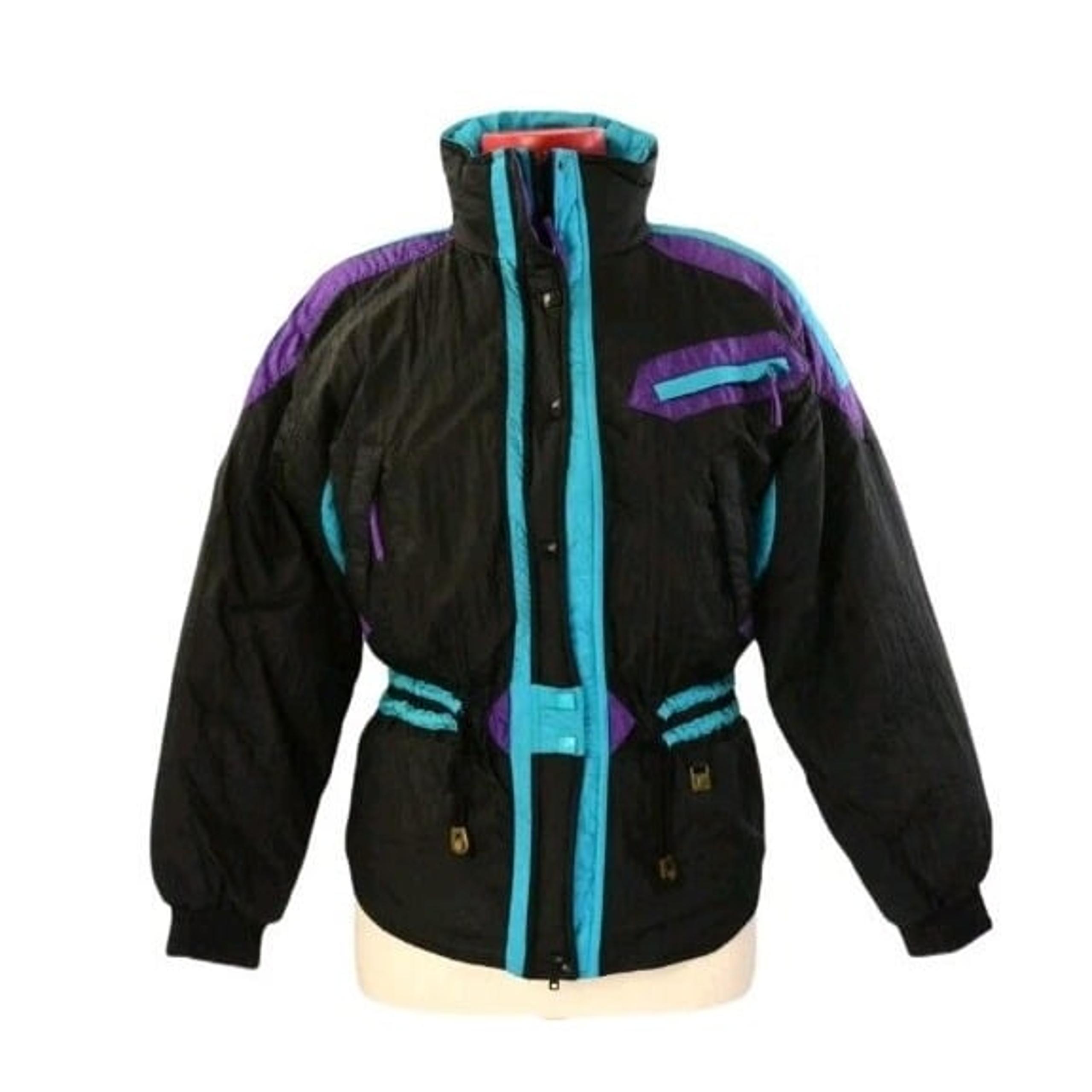 Vintage Blue Purple Black Europa Helly Hanson 90s Ski Coat Women 10 with Cinche