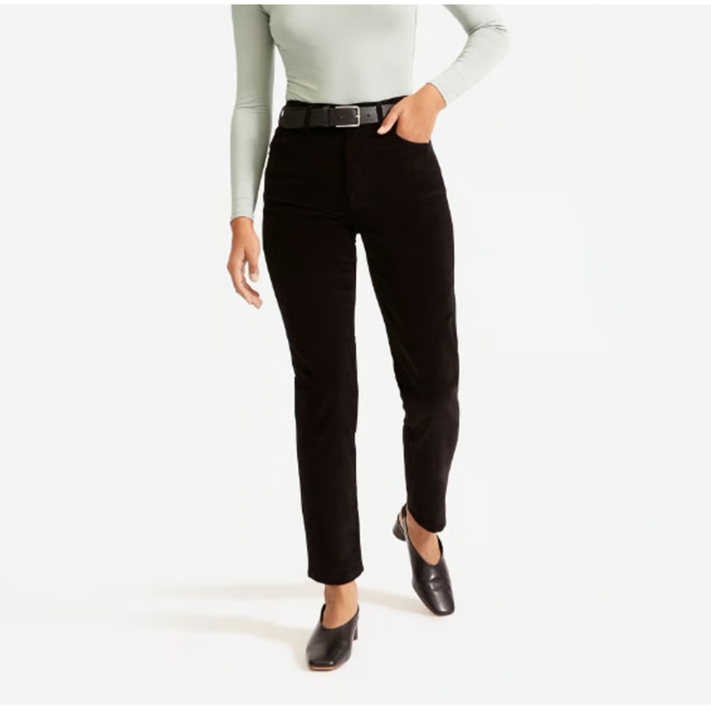 Everlane Womens Baby Cord Cheeky Pants 29 US 8 Black Corduroy Straight Leg NWT
