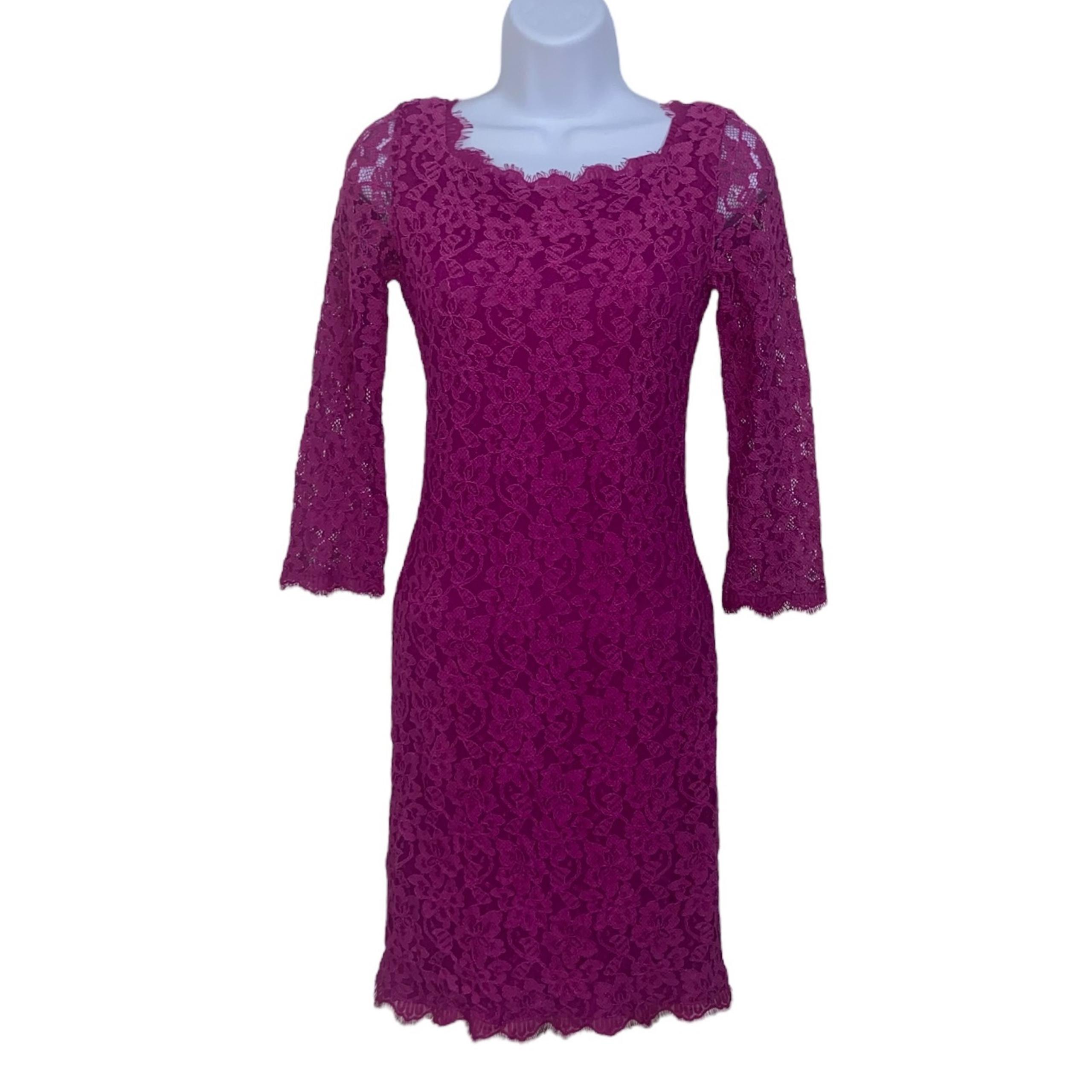 Diane von Furstenberg Zarita Floral Lace Dress 3/4 Sleeve Party Cocktail Dress 2