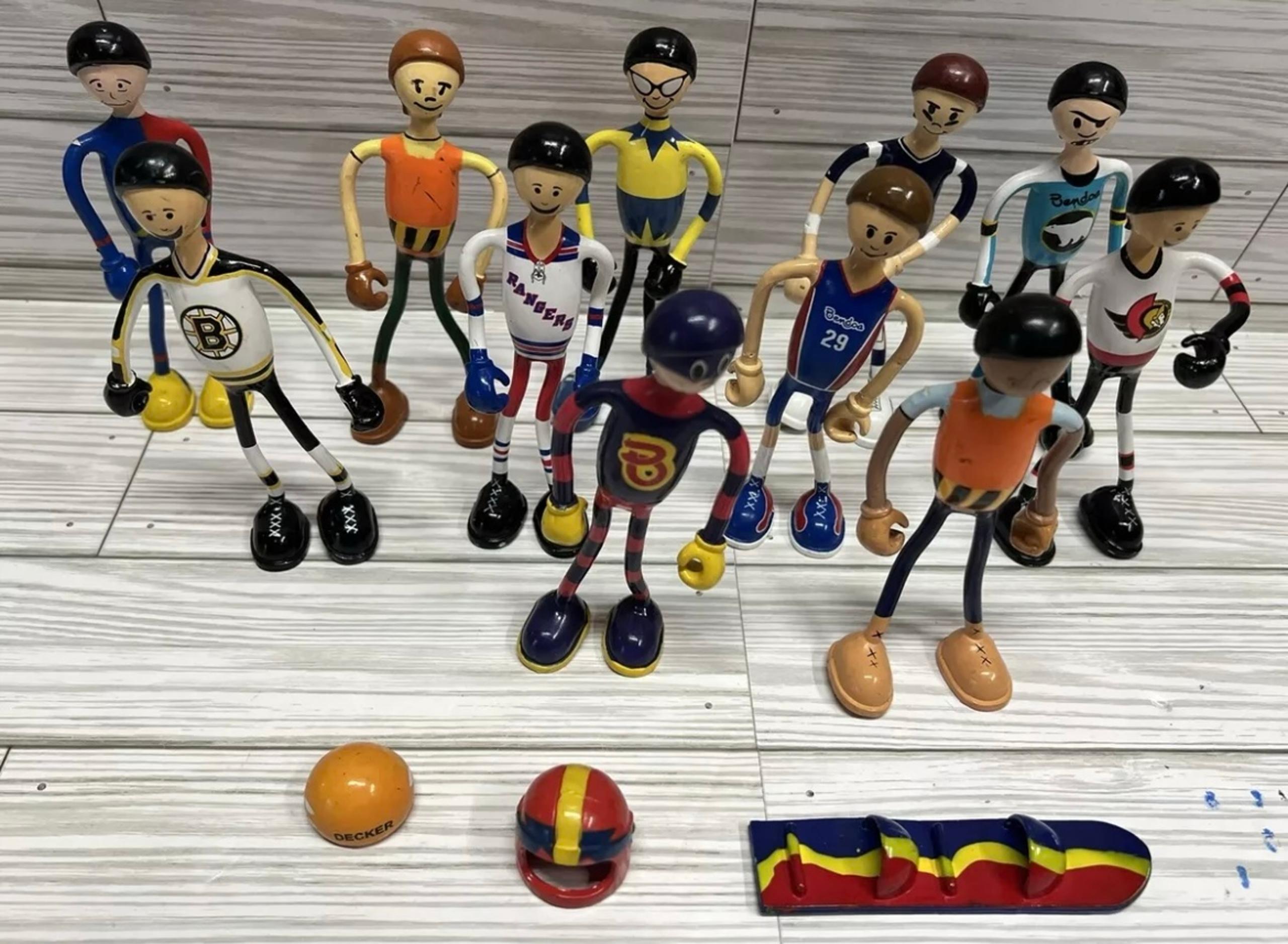 Bendos Lot of 11 Figures Kid Galaxy Bendable Accessories NHL NFL Action Toys