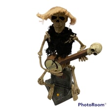 Halloween Animated Skeleton with Banjo Spooky Home Decor Figurine