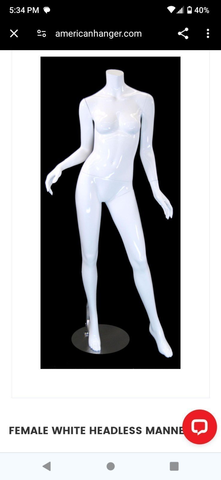 2 white shiny porcelain headless mannequinw/ stands