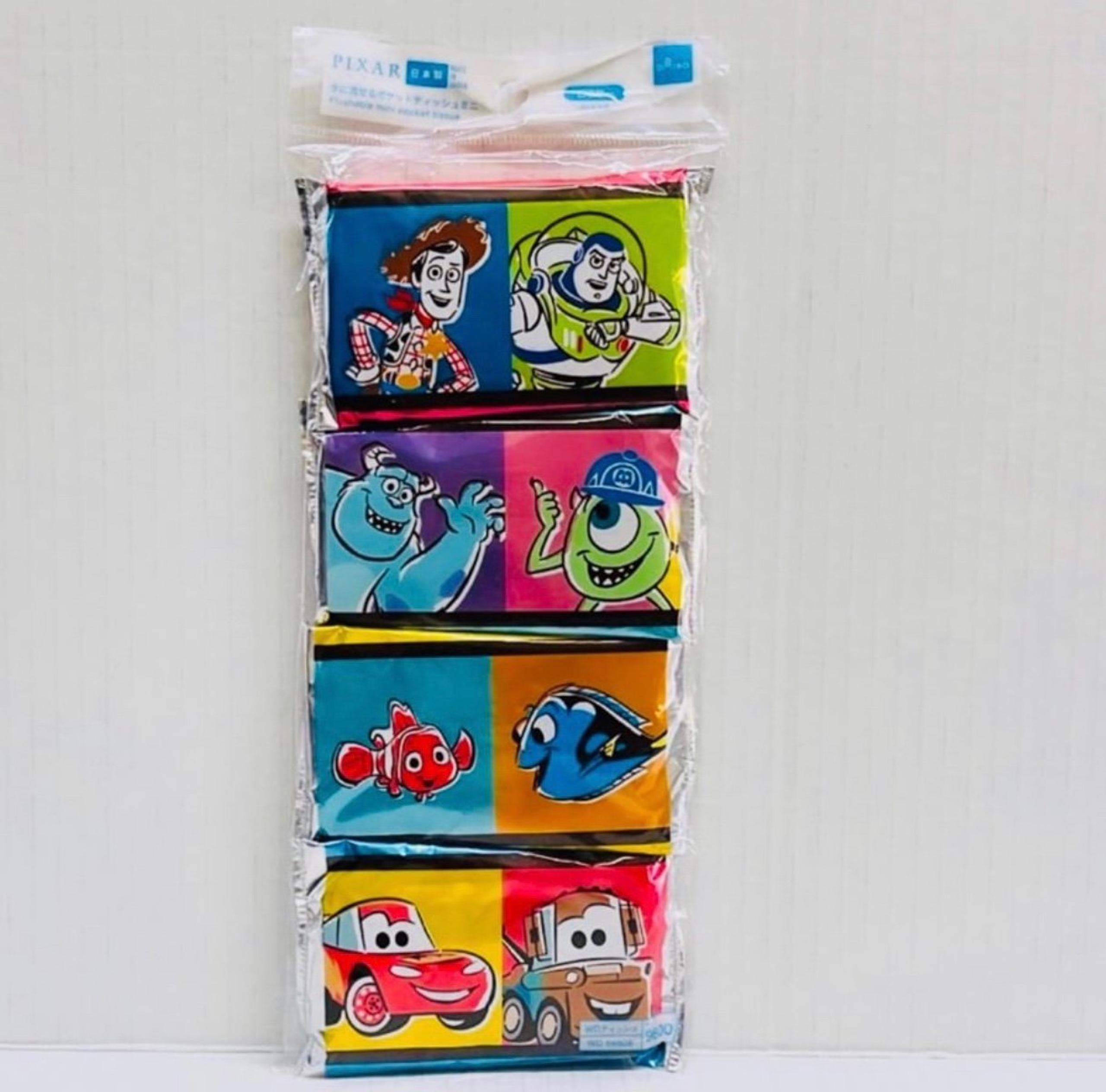 Disney Pixar characters 4-pack shiny foil pocket tissues