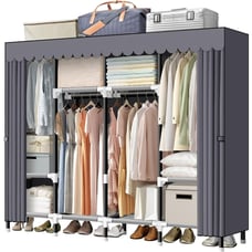 LOKEME Portable Closet 67 Inch Wardrobe Closet for Hanging Clothes with 4 Hangin