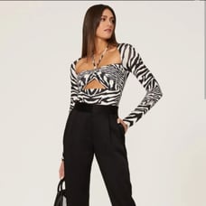 AFRM Adria Zebra Halter Crop Top