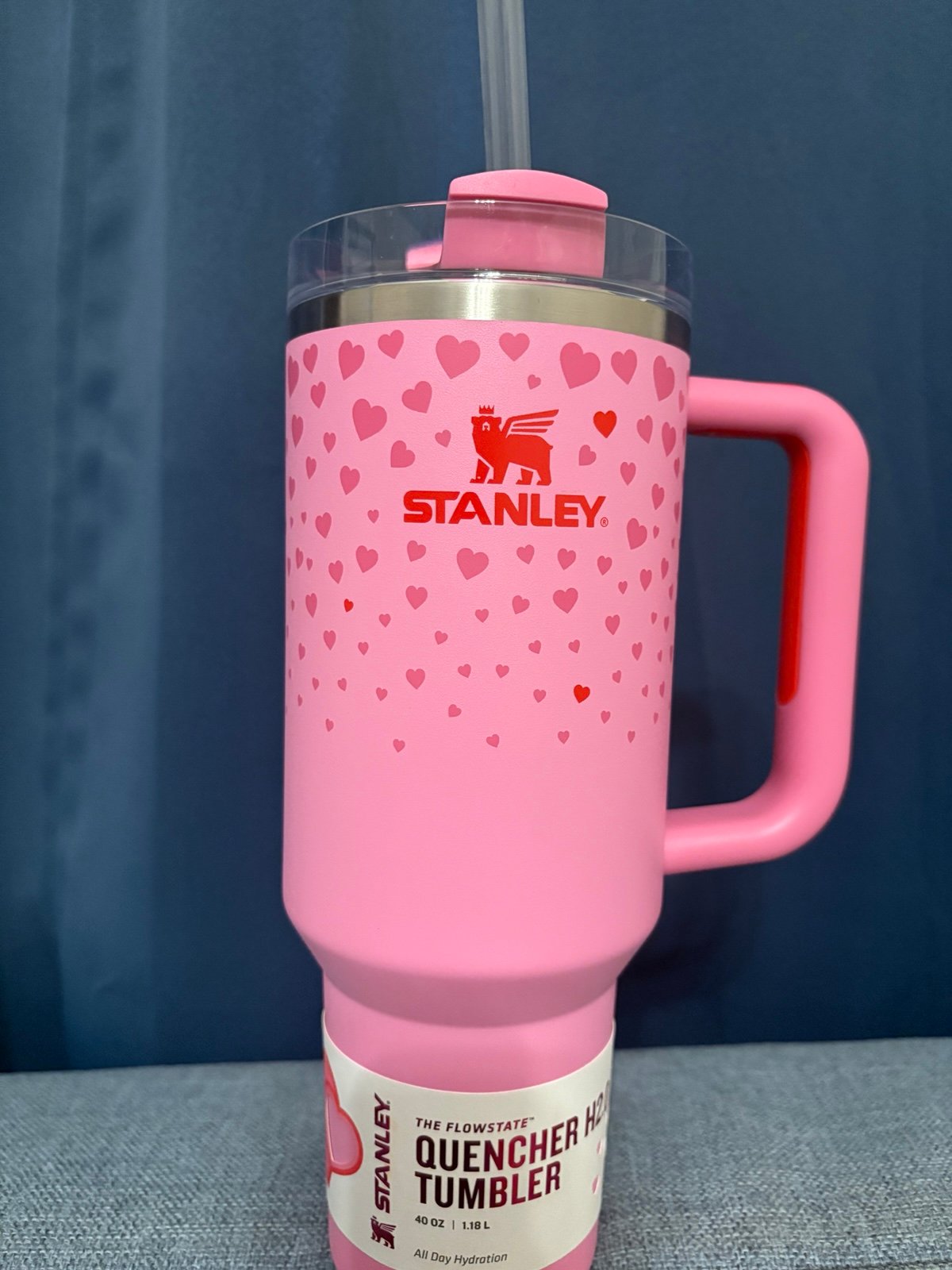 Stanley 40 oz Stainless Steel Quencher Tumbler - Sweet Hearts (Pink)