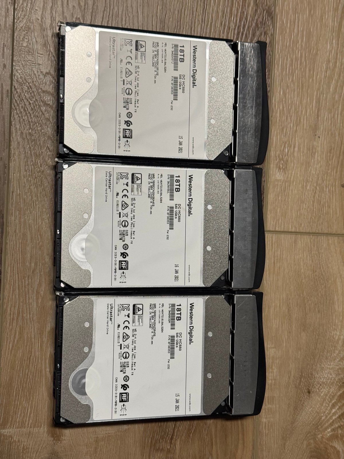 3 x Western Digital 18TB Hard Drive - Ultrastar Data Center (SAS)