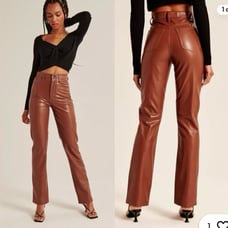 Abercrombie & Fitch Curve Love Ultra High Rise 90s Faux Leather Pants New with t