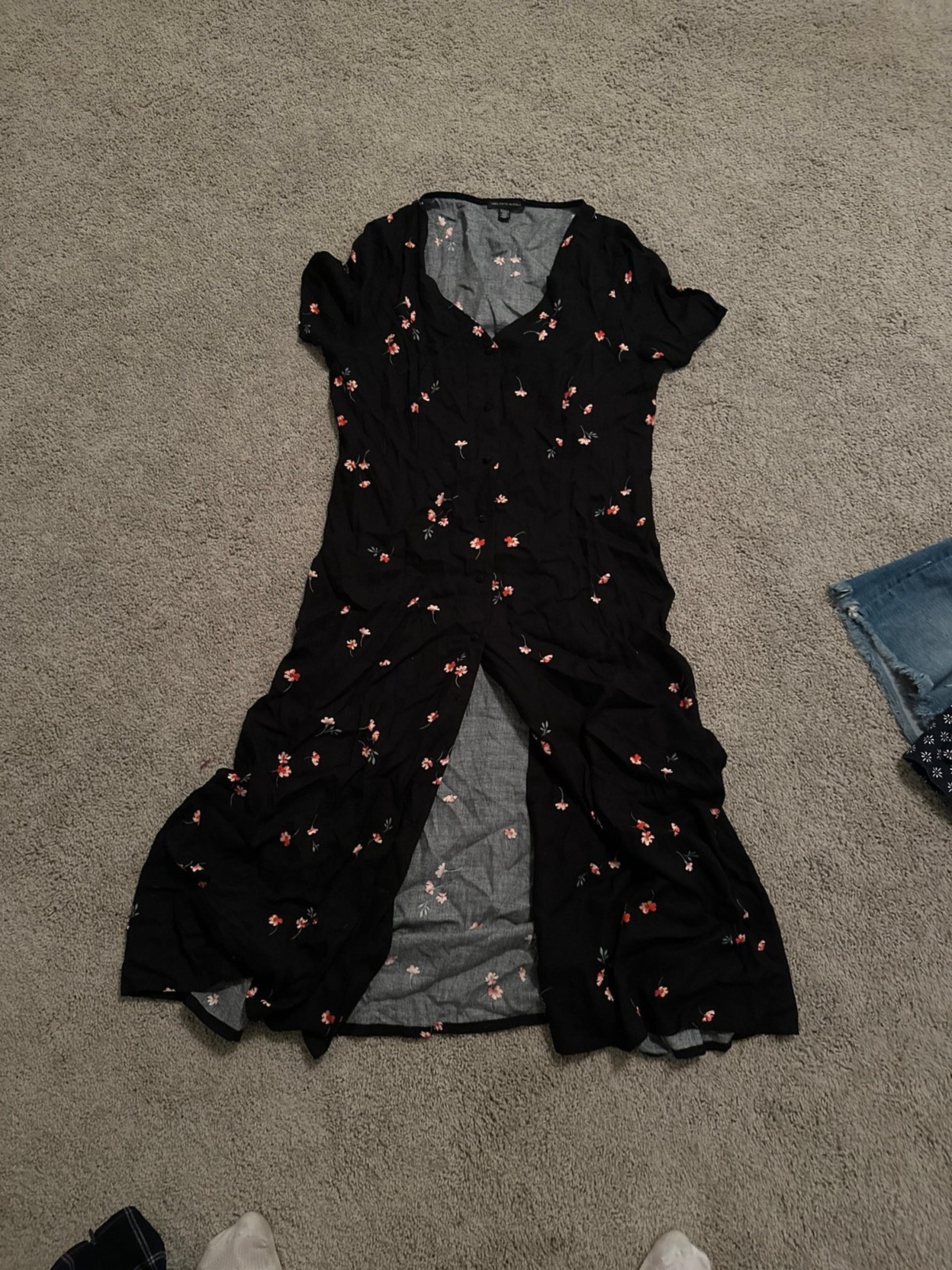 Saks Fifth Avenue Pink Flower Button Up Casual Dress