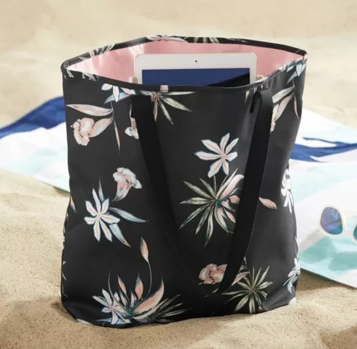 POTTERY Barn X ROXY Island Life Beach Tote Bag Black Floral