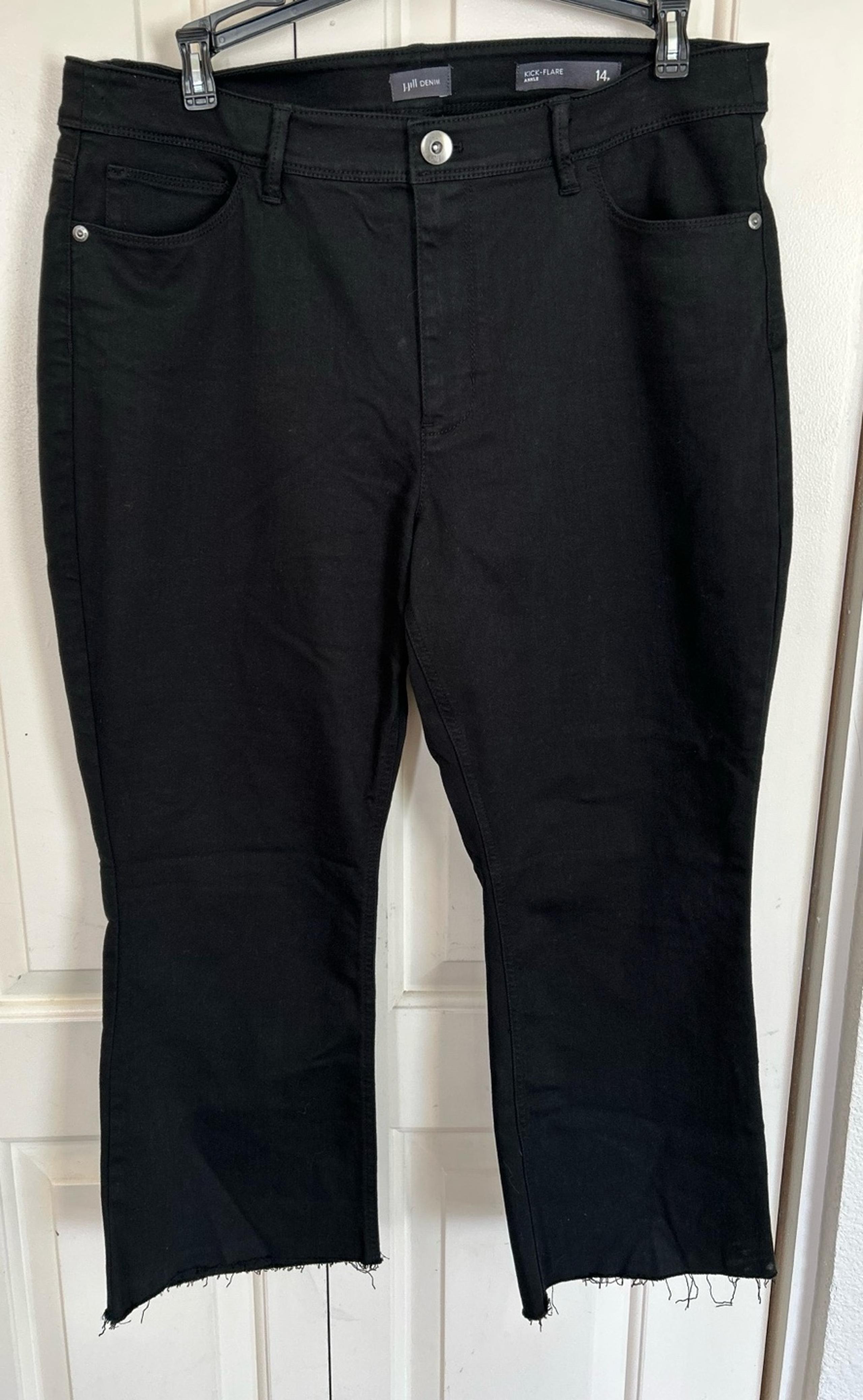 J Jill Denim Kick Flare Raw Edge Ankle Jeans Size 14 Petite