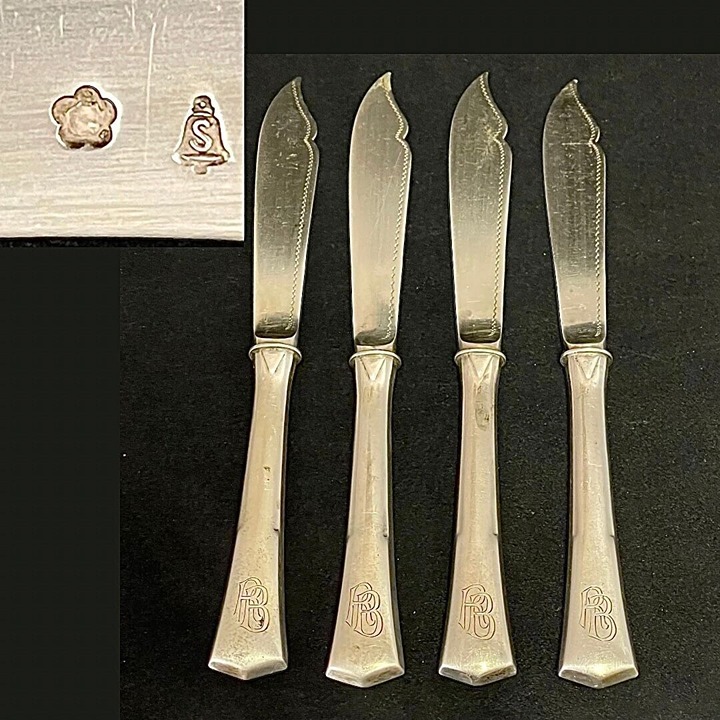 Austro Hungarian 4 Small Butter Knives Hallmarked Antique Continental Silver