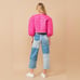 High Waisted Color Block Distressed Frill Edges Twill Jeans