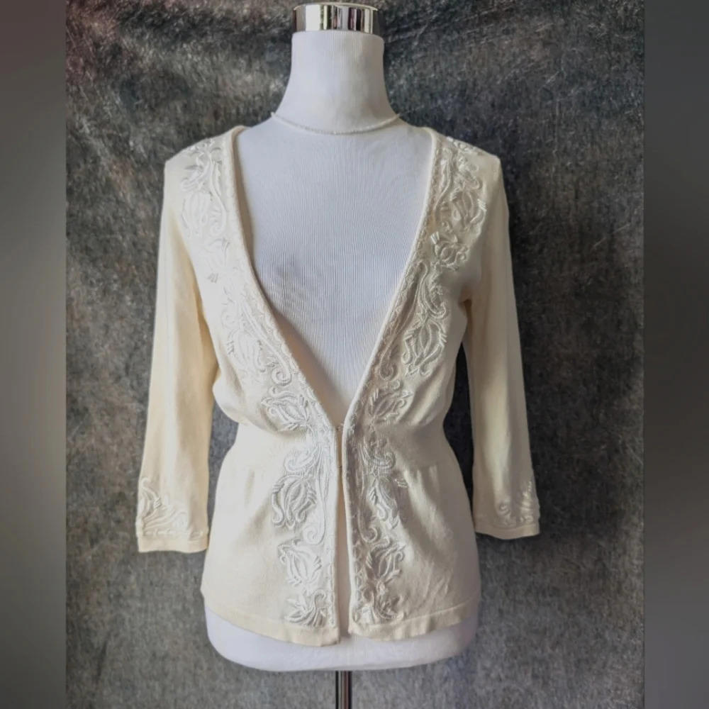 WHBM Ivory Cardigan Embellished Silk Embroidery Beaded Wedding