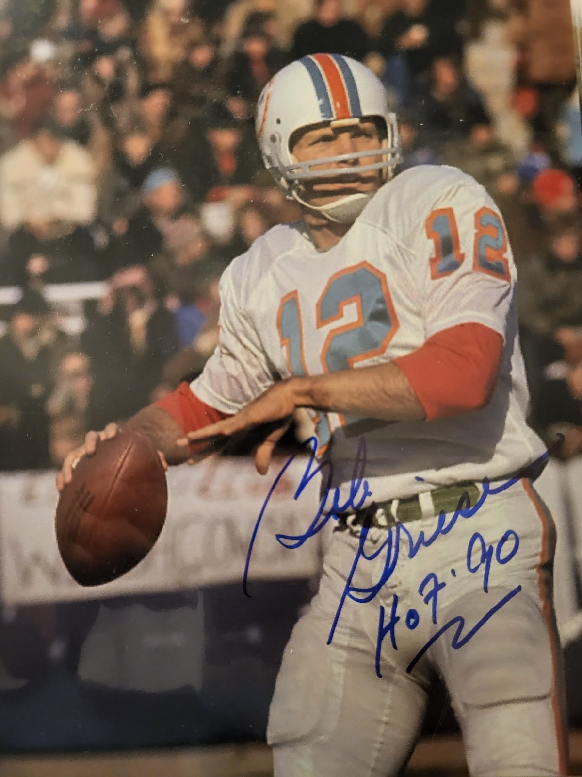 BOB GRIESE MIAMI DOLPHINS AUTOGRAPHED COLOR 8×10!!! - HOF 90!!!