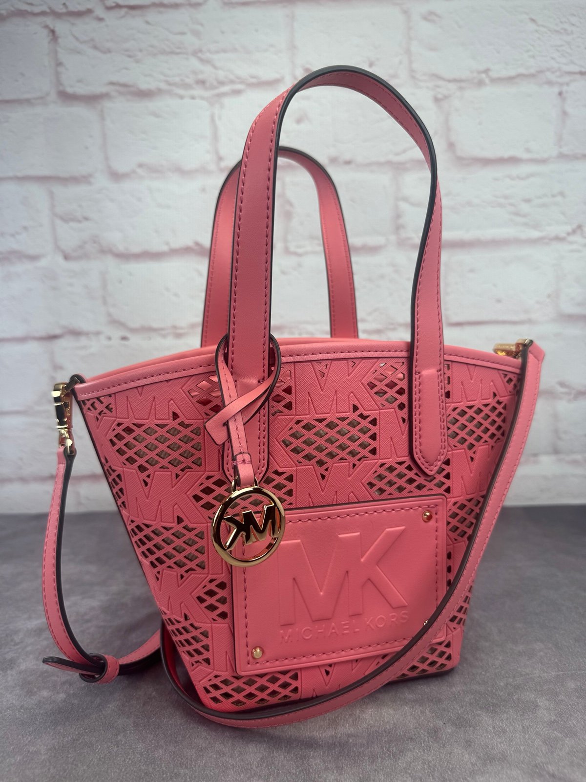Michael Kors Kimber Small 2-in-1 Logo Embossed and Perforated Tote Bag NWT Brand